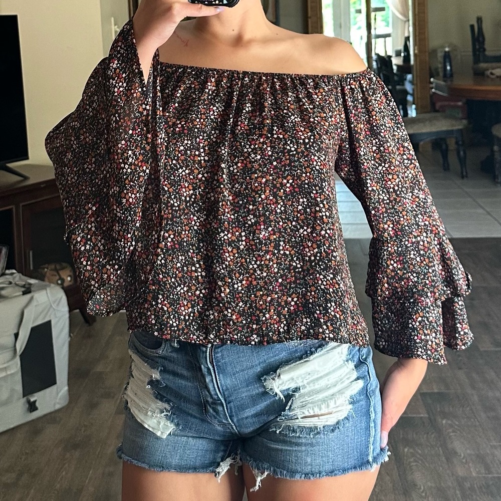 Floral Off The Shoulders Flowy Top